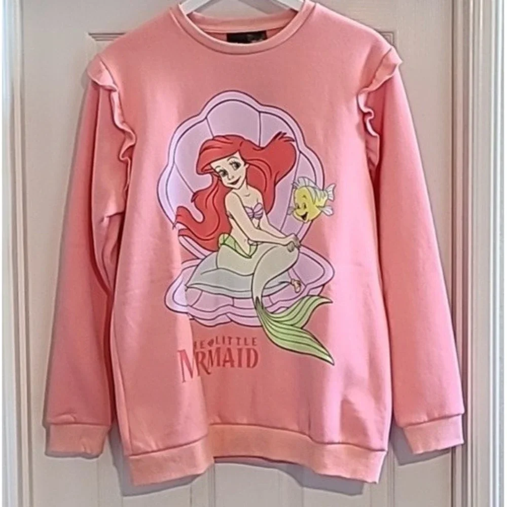 NWT Disney Little Mermaid Cakeworthy Womens Ariel‎ Pink Sweatshirt Large